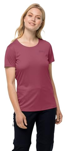 Jack Wolfskin Damen Tech W T Shirt Shortsleeve, Sangria Red, L EU