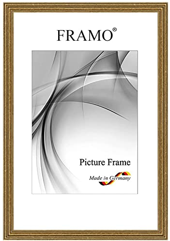 FRAMO Barock Bilderrahmen Barock Antik 42 x 60 cm aus Massivholz | Alt-Gold | Farbe/Größe wählbar | Retro Vintage Antik Rahmen N°089