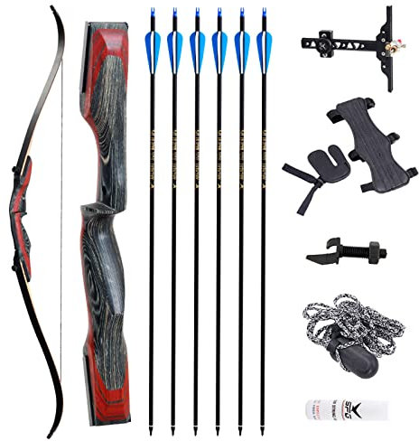 62'' Archery Recurve Bow Takedown Bow Jagdbogen und Pfeil-Set für Rechtshänder 30-50lbs für Erwachsene, Teenager, Anfänger bis hin zu fortgeschrittenen Outdoor-Übungen und Jagd