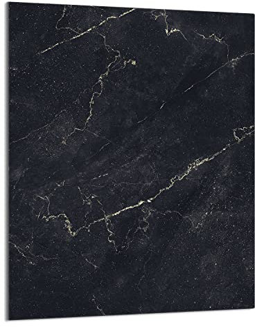DarHaus Copri piano cottura induzione 40x52 cm copertura per piano cottura in vetroceramica 1 pezzi universale per piastre di cottura paraspruzzi tagliere in vetro temprato, Marmo nero