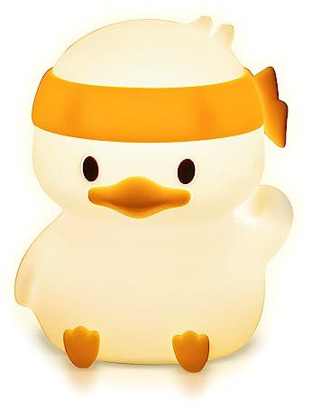 groov e Cuties - Ella Duck - Colour Changing LED Night Light with 30/60 Minute Timer - 7 Colours - Tap to Use - Rechargeable 12-Hour Battery or USB Powered - for Babies, Toddlers & Children