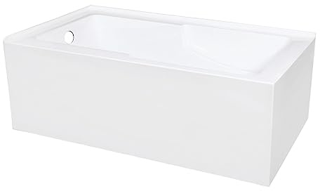 Aqua Eden VTAM6032L22S 60-Inch Acrylic 2-Wall Corner Alcove Tub with Corner Apron, Left Hand Drain Hole, White