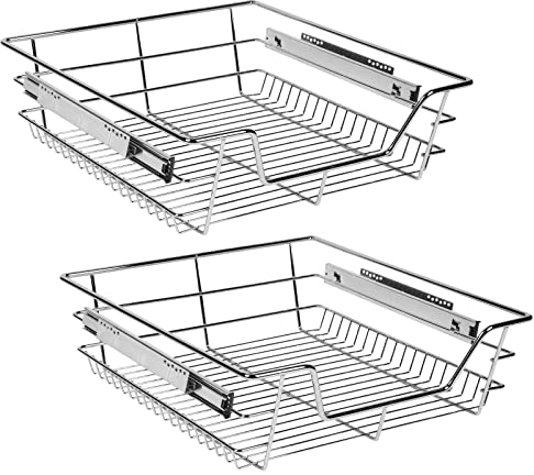Jopassy Teleskopschublade 50cm Küchenschublade, Schrankauszug,Küchenschrank Auszug Nachrüsten,Küchenschubladen aus Metall Einbauschublade für Spülschrank,Schrank Schubladen Ausziehbar 2Stück