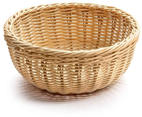 Forgast Corbeille à pain | Corbeille ronde de 24 cm de diamètre | 10 cm de profondeur | En polyirattan imitant l'osier | Présentation hygiénique et esthétique du pain dans un hôtel ou un restaurant