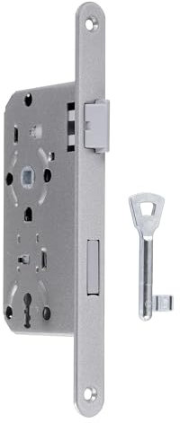 Einsteckschloss für Zimmertüren Dornmaß 55 mm Stulp 20 mm, silber (DIN-Rechts, Buntbart (BB))