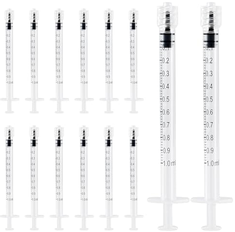 TRUEIN 14 Stück Dosierspritze, 1ml Spritzen Set Ohne Nadeln, Spritze Luer Lock, Kunststoff Spritze, Steril, Einweg, Latexfrei, Kolostrum Spritze für Wissenschaftliche Labors