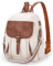Missnine Women Backpack,PU Leather Ladies Fashion Multi-pocket Backpack for 13 Inch Laptop,Convertible Shoulder Bag with Secured Zippers for Daily Holidays,Brown + Beige