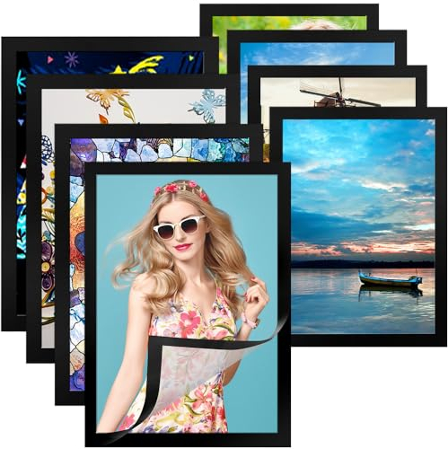 LPAMABA 8 Stück Diamond Painting Rahmen 40 x 30 cm Magnetrahmen Info-Rahmen Selbstklebend Magnetisch Bilderrahmen Plakatrahmen Magnetisch Blatthalter für Wanddekoration zu Hause, Schwarz
