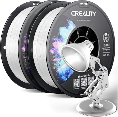 CREALITY PETG Filament 1.75mm 3D Drucker Filament, 2kg ordentlich gerollte Spule, Maßgenauigkeit ±0.03mm, neueste Charge 2024, passend für die meisten FDM 3D Drucker, Weiß (2 Stück)