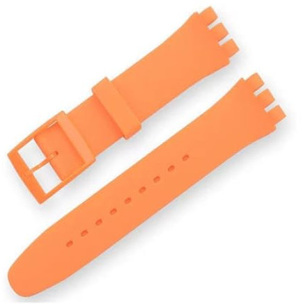 LKQASD 16 mm 17 mm 19 mm 20 mm Bracelet en silicone souple Bracelet de montre coloré compatible avec le bracelet de montre Swatch Accessoires de montres de remplacement avec outil ( Color : Orange , S