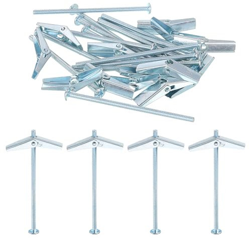 sourcing map 5 tasselli a molla a levetta, 1/8 x3 Ancoraggi a farfalla filettatura maschio caricato a molla a parete cava testa rotonda bullone a levetta