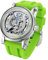 FEICE Skelett Automatik Analog Herrenuhr mit Grünem Silikonarmband aus Edelstahl Ø44 mm FM501