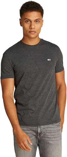 TOMMY JEANS T-Shirt Manches Courtes Homme Tee Col Ras-du-Cou, Gris (Black HTR), XXL
