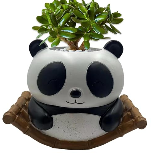 Tier-Sukkulenten-Blumentöpfe, Panda-Blumentopf, wackeliger Panda-Harz-Blumentopf, Bonsaischale für Wohnkultur mit Drainagelöchern, dekorative Vasen für