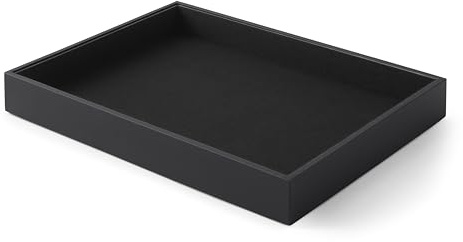 Eglooh - Minerva - Deko Tablett Rechteckig Leder Schwarz - Tray, Dekotablett, Serviertablett Ideal für Konferenzräume - cm 32 x 24,2 x H.4 - Made in Italy