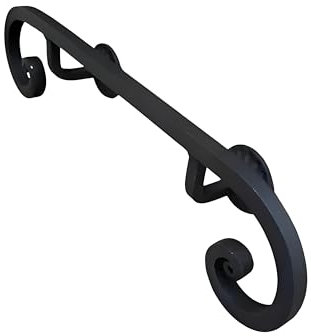 Corrimano in Ferro Battuto Modello Domus, Lunghezza 50-400 cm, Diametro 16 mm, Colore Nero Antracite, corrimano per scale, balconi, scale interne/esterne (Nero Antracite, 110 cm)