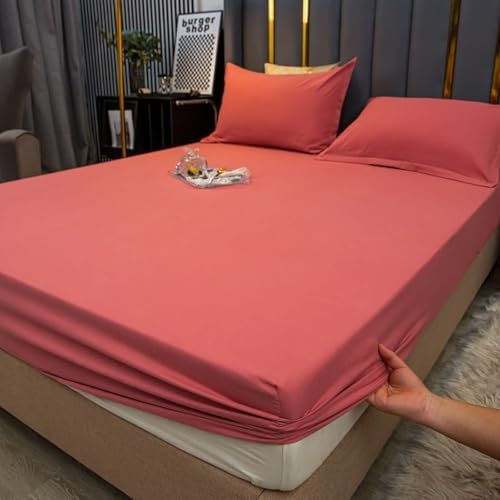 ANAZOZ Drap Housse, Bois de Rose, Couvre-Matelas Uni, Linge de Lit Doux et Respirant, 150x200cm