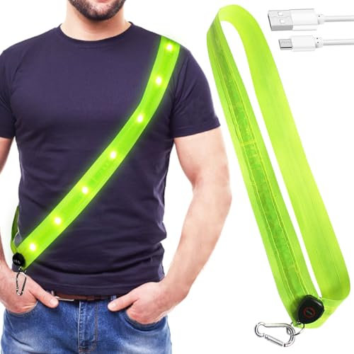 Lumière de course pour jogging avec ceinture réfléchissante, lampe de course LED, ceinture réfléchissante, lampe de course LED, lampe de course pour la course, le vélo, la randonnée, les sports de