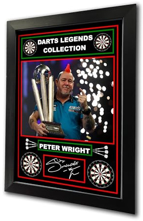 Darts Legends Collection: Peter Wright, Dart Champion, vorgedrucktes Autogramm, signierter Druck, Dartspieler, Fan-Kunst, A4, gerahmt