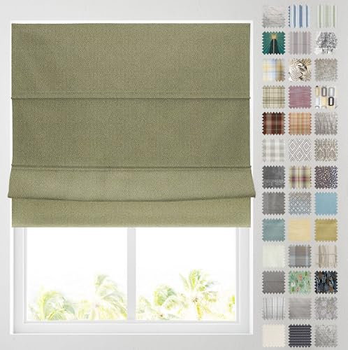 Barnes Blinds - Patterned Roman Blinds, Fully Lined, Custom Sizing Available - Durable Fittings Easy Fit (Olive Diamond 122cm)