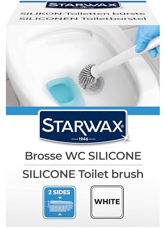 STARWAX - Brosse WC Silicone Double Face - Nettoyage Facile même dans Les endroits Difficile - Séchage Rapide et sans Odeur - Robuste - Couleur Blanche