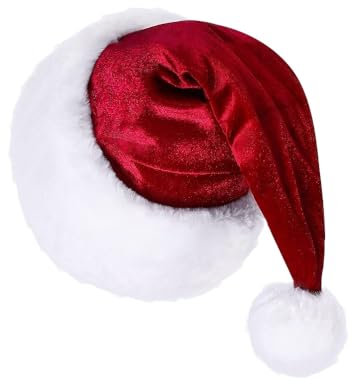 JinFu dian Personalisierte Weihnachtsmannmütze, individuelle Weihnachtsmütze, personalisierte Weihnachtsmütze, bestickter Namen, Weihnachtsmannmütze (Weinrot, 32 x 45 cm (1 Stück))