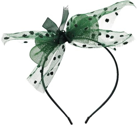 Hrlace Schleife Stirnband Spitze Haarband Tüll Punktmuster Haarreifenl Elastisch Haarschleife Schleifen Haarschmuck für Frauen und Mädchen Party Valentinstag Geburtstag Hochzeit Kopfband Grün