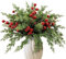 Tannenzweige Künstlich Wie Echt | 45 Stück Künstliche Tannenzweige und Rote Beerenstiele | Kunst Tannenzweige für Vasenfüller | Deko Norfolk Pine Zweige für Weihnachten (Keine Vase)