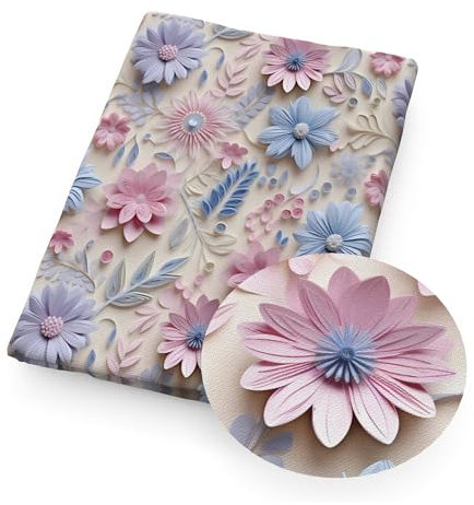 BrightGlow 3D Blumen Gedruckt Stoff Blumen Stoff Meterware Stoff Zum Nähen Dekorationsstoff Stoff mit 3D Blumen Bunter Retro-Dekostoff Blumen Pflanzen Stoff für DIY Handgefertigte Nähen #20 50X145cm