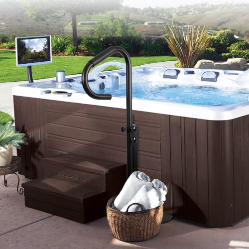 MERXENG Whirlpool-Handlauf, um 360 Grad drehbarer Spa-Seitenhandlauf mit 142,2 cm verstellbarer Höhe, 272 kg Spa Step Side Handlauf mit Slide-Under Mount Base für drinnen und draußen