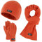 SAUTRV Damen & Herren Herbst Winter Warm Niedlich Wolle Mütze Schal Handschuhe Drei Stück Winter Schnee Strickmütze Bildschirm Fäustlinge Schals Sets Handschuhe Schal Set für Jungen, Orange, One size