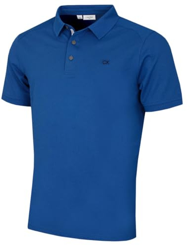 Calvin Klein Mens 2026 Campus 3 Button Ribbed Collar Golf Polo Shirt