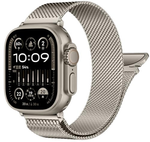 MroTech Correa Magnética Compatible con Watch 46mm 45mm 44mm 49mm Ultra Ultra2 SE SE2,Pulseras de Repuesto de Acero Inoxidable Milanese Loop para Watch Ultra 2/1 Series 10 9 8 7 6 5 4 3 2 1 SE，Titan