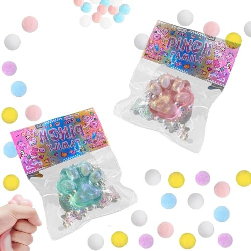 FeiOne Katzenpfoten Squishy, 2 StüCk Handgemachtes Aus Silikon Zum Stressabbau, Unisex, Taba Squishy, Stressabbau Spielzeug, Ultraweiches Dekompressions EntlüFtungsspielzeug (Rosa+GrüN)