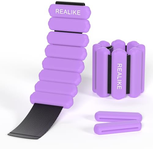 REALIKE Ankle Weights for Women Wrist Leg Adjustable Weighted Wristband for Pilates Yoga Walking Aerobics 2 Pieces in Set 1lb(453.5g) Per Piece (Lila)