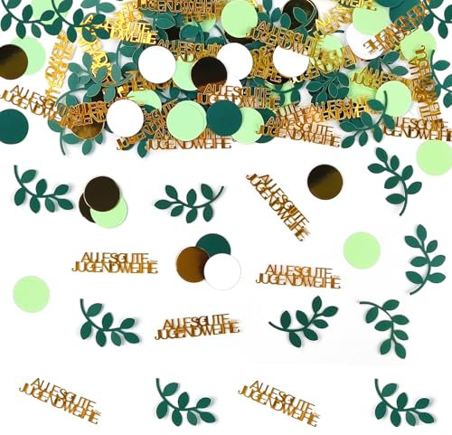 Alles Gute zur Jugendweihe Deko Konfetti Groß, 200 Stück Jugendweihe Deko, Deko Jugendweihe Junge Mädchen, Tischdeko Jugendweihe Grün Gold, Tischdeko Jugendweihe für Junge & Mädchen (A)