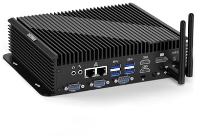 BASOARO PC Industriel Win 11 Pro Core i5-1235U, Ventilateur intégré, 32GB RAM 512GB SSD 2TB HDD, Double 2,5G LAN, Triple écran 2HD DP, 6 RS232 COM, WiFi 6, BT 5.2, Tension Large de 9 à 36V