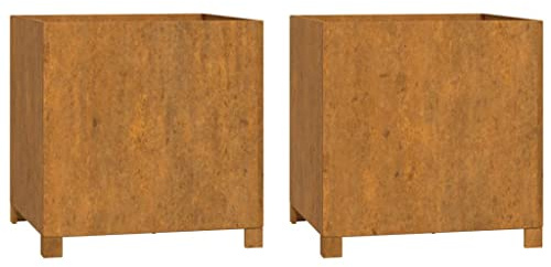 Tomostar Lit de Jardin Surélevé Lot de 2, Jardinière Potager de Jardin Bac à Plant avec Pieds 2 pcs Rouillé 49x47x50 cm Acier corten