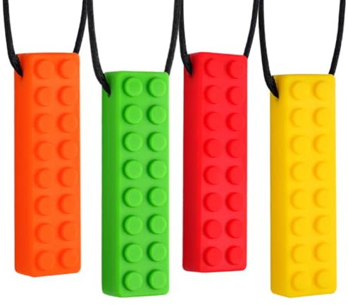 4 Pezzi Collana da Masticare, Giocattoli Masticabili Sensoriali per Autismo, Chew Collana per Masticare il Pastello Sensoriale, Ciondolo per Masticare per Ragazzi e Ragazze