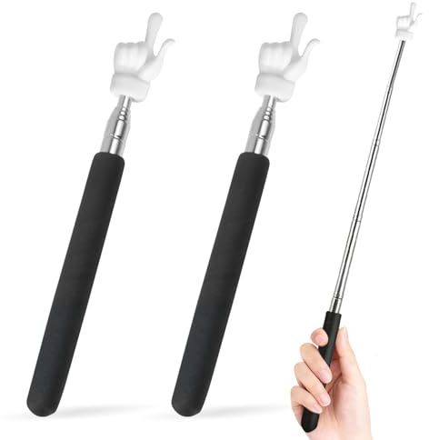 WUGAUWOR Puntero Telescópico para Maestros, 2 Palo Extensibles para Profesores con Diseño de Dedo (17-55cm), Acero Inoxidable y Punta Segura para Pizarras, Ideal para Aulas, Conferencias y Regalos