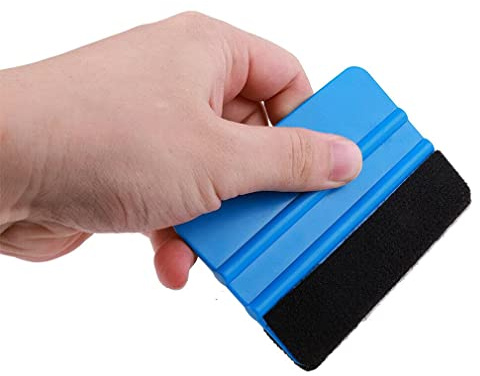 Pack of 4 Professional Vinyl Wrap Squeegee Applicator for Expert Results,Wrapping Sign Decal Plastic Tool Felt Edge, Blue Color