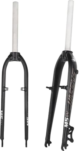 KUNYOS 26/27 Starre MTB-Fahrradgabel, 5 Zoll, 1-1/8 Zoll Superleichte Aluminium-Fahrradgabel, Disc/V-Bremse, Schnellspanner Alu-MTB-Gabel,Grau,26inch