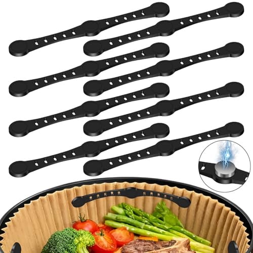 8 Stück Magnete für Airfryer Backpapier, Upgrade·12 cm Länger, Silikon Magnete für Airfryer, Schützt vor Klappen und Brennen, Heißluftfritteuse Accessoires für 1-u.2-Korb-Fritteusen