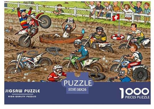 Rastonbury Mud Cross Motorrad Rennen Hölzerne Puzzles Wasserfest 1000 Teile DIY- Puzzle Für Erwachsene Herausfordernd Und Kniffligzur Heimdekoration