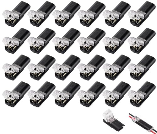 24 Pièces Connecteur Étanche 2 Broches 12V, Connecteur 2 Fils, Connecteurs Électriques Étanches 2 Broches, Raccords Rapides Sans Soudure pour Câbles 18-22 AWG, Connecteurs 2 Fils pour Automobile