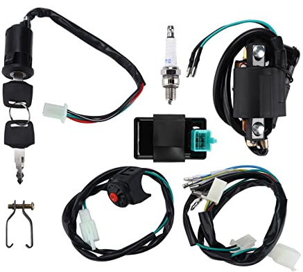 Kill Switch Zündspulenset CDI Zündkerze Kabelbaum für Dirt Pit Bike ATV 50CC - 160CC - Einfacher Einbau, Hochwertige Kupferleitungen, Für Offroad und Go Kart