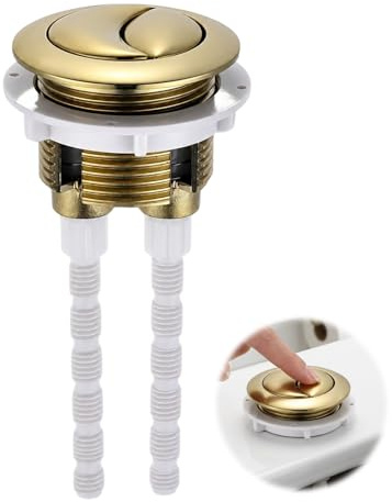 Yupaluz Brushed Brass Toilet Flush Button, 40mm Dual Flush Toilet Push Button, Universal Toilet Push Button Flush Replacement for Cistern Hole WC Repair