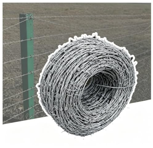 Rotolo Di Filo Spinato Zincato, Filo Per Recinzioni Resistenti Da 100 Metri, Flessibile E Durevole, Ideale Per Confini Agricoli, Cortili E Sicurezza Perimetrale(50m/164ft)