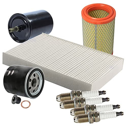 BESTPRICE Set di filtri di ispezione con 1x filtro olio, 1x filtro aria, 1x filtro abitacolo, 1x filtro carburante, 4x candele, 1x tappo di scarico olio compatibile con RENAULT CLIO II (BB_, CB_)
