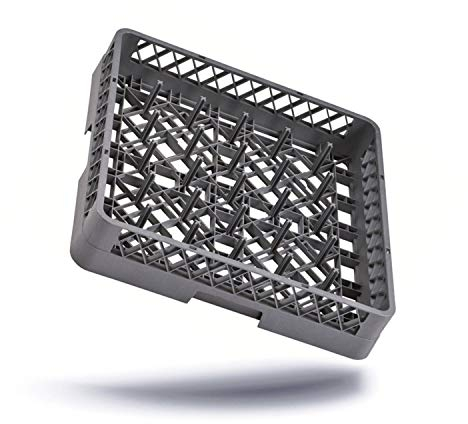 Kerafactum Spülkorb 50x50 cm aus BPA-Free Kunststoff 25 Finger, graublau Spülmaschinenkorb für Gläser & Tablett grobmaschig stapelbar, erweiterbar universell für Gastro Spülmaschine All Purpose Rack